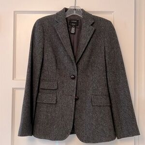J. Crew Women's Wool Charcoal Herringbone Blazer